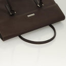 BURBERRY Hand Bag Leather Silver Brown Auth BA3148-6