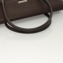 BURBERRY Hand Bag Leather Silver Brown Auth BA3148-7