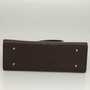 BURBERRY Hand Bag Leather Silver Brown Auth BA3148-5