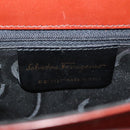 Salvatore Ferragamo Gancini Hand Bag Leather 2way Brown Gold Auth BA3154-16