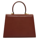 Salvatore Ferragamo Gancini Hand Bag Leather 2way Brown Gold Auth BA3154-3