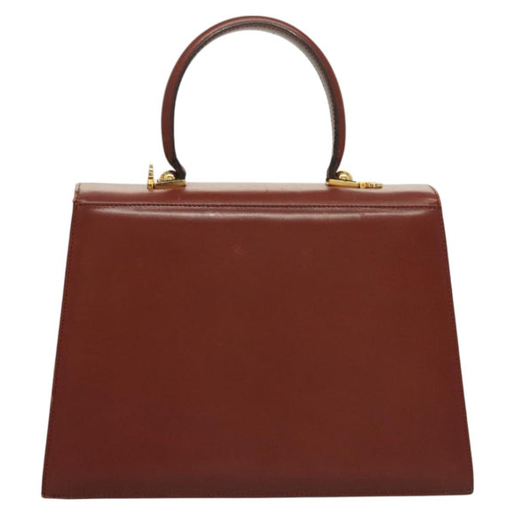 Salvatore Ferragamo Gancini Hand Bag Leather 2way Brown Gold Auth BA3154