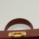 Salvatore Ferragamo Gancini Hand Bag Leather 2way Brown Gold Auth BA3154-8