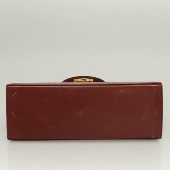 Salvatore Ferragamo Gancini Hand Bag Leather 2way Brown Gold Auth BA3154