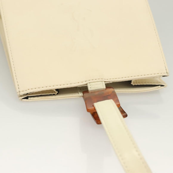 SAINT LAURENT Hand Bag Nylon Beige Auth BA3156
