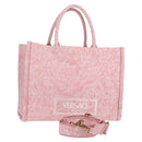 VERSACE Athena Barocco Tote Bag Canvas 2way Pink Auth BA3157M-1
