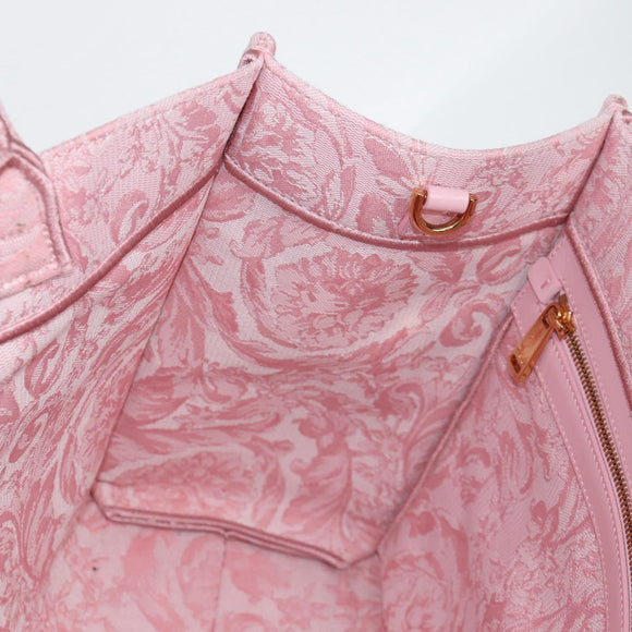 VERSACE Athena Barocco Tote Bag Canvas 2way Pink Auth BA3157M