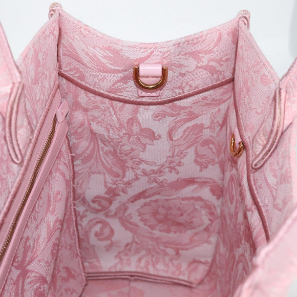 VERSACE Athena Barocco Tote Bag Canvas 2way Pink Auth BA3157M