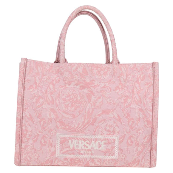 VERSACE Athena Barocco Tote Bag Canvas 2way Pink Auth BA3157M