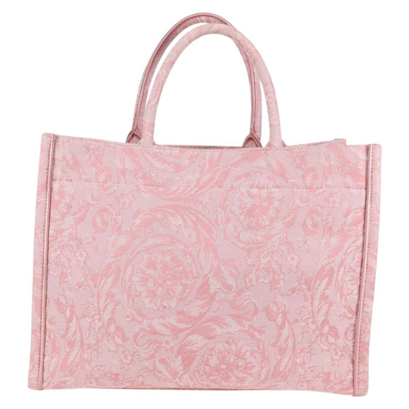 VERSACE Athena Barocco Tote Bag Canvas 2way Pink Auth BA3157M