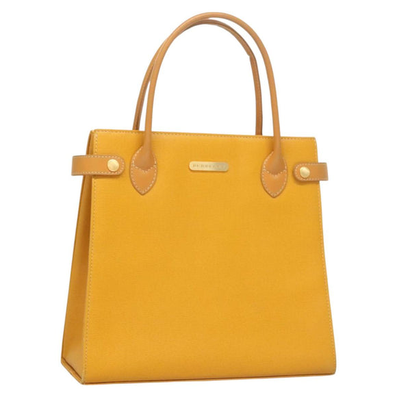 BURBERRY Hand Bag Leather Yellow Gold Auth BA3158