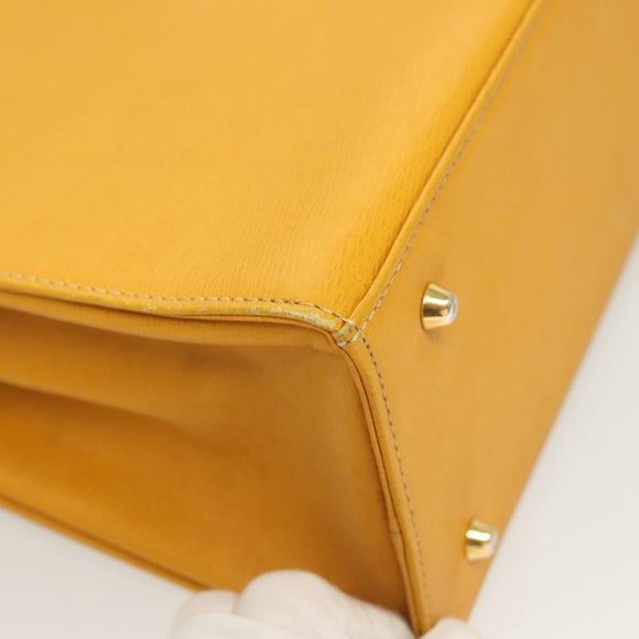 BURBERRY Hand Bag Leather Yellow Gold Auth BA3158