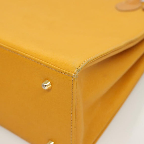 BURBERRY Hand Bag Leather Yellow Gold Auth BA3158