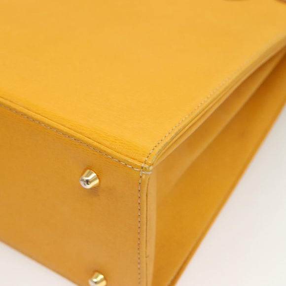 BURBERRY Hand Bag Leather Yellow Gold Auth BA3158