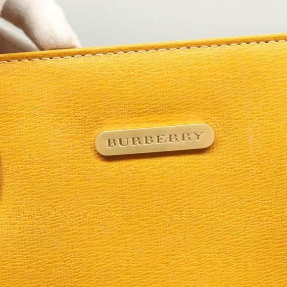 BURBERRY Hand Bag Leather Yellow Gold Auth BA3158