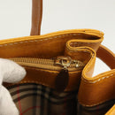 BURBERRY Hand Bag Leather Yellow Gold Auth BA3158-15