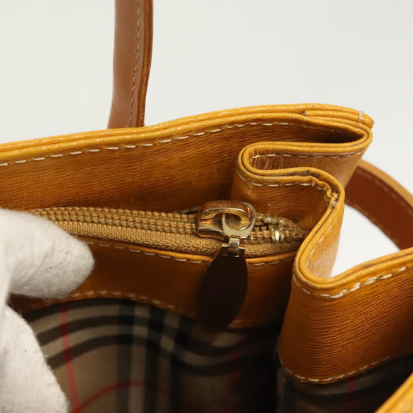 BURBERRY Hand Bag Leather Yellow Gold Auth BA3158
