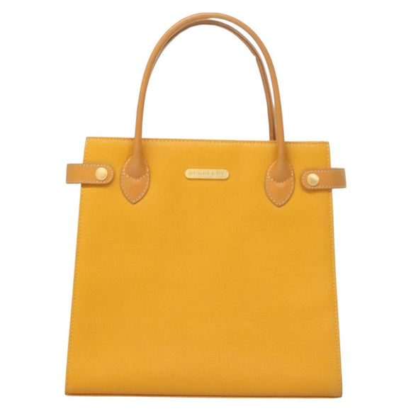 BURBERRY Hand Bag Leather Yellow Gold Auth BA3158