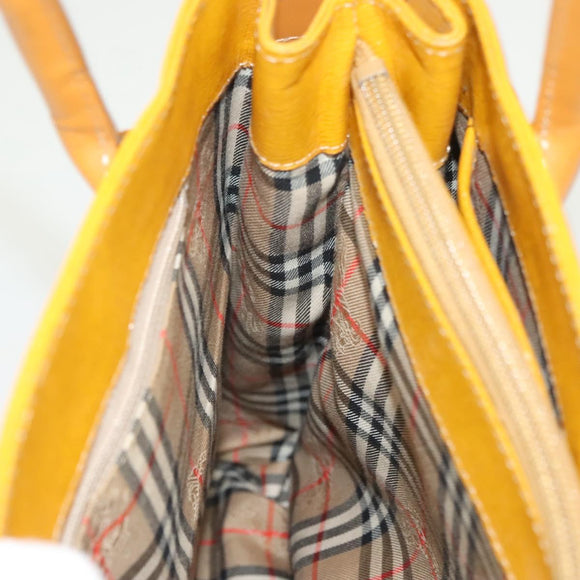 BURBERRY Hand Bag Leather Yellow Gold Auth BA3158