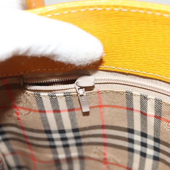 BURBERRY Hand Bag Leather Yellow Gold Auth BA3158