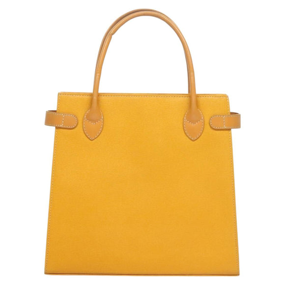 BURBERRY Hand Bag Leather Yellow Gold Auth BA3158