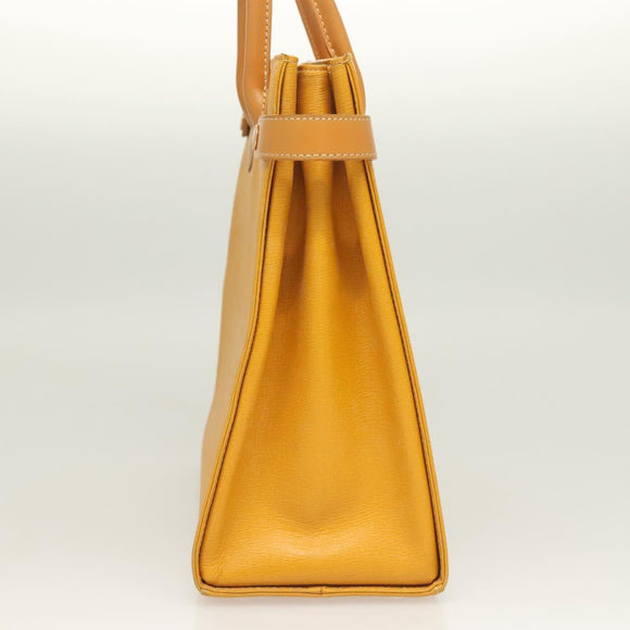 BURBERRY Hand Bag Leather Yellow Gold Auth BA3158