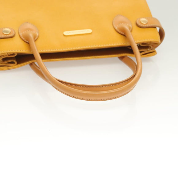 BURBERRY Hand Bag Leather Yellow Gold Auth BA3158