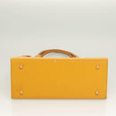 BURBERRY Hand Bag Leather Yellow Gold Auth BA3158-9