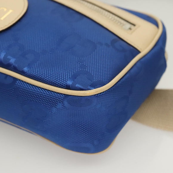 GUCCI GG Canvas Waist Bag Blue Beige 631341 Auth BA3160