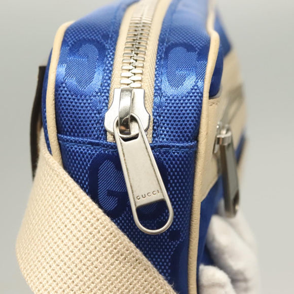 GUCCI GG Canvas Waist Bag Blue Beige 631341 Auth BA3160