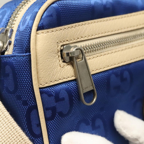 GUCCI GG Canvas Waist Bag Blue Beige 631341 Auth BA3160