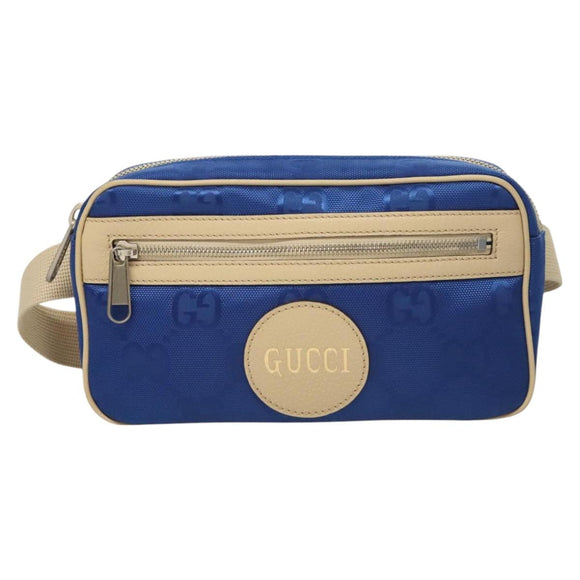GUCCI GG Canvas Waist Bag Blue Beige 631341 Auth BA3160