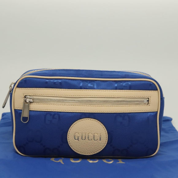 GUCCI GG Canvas Waist Bag Blue Beige 631341 Auth BA3160