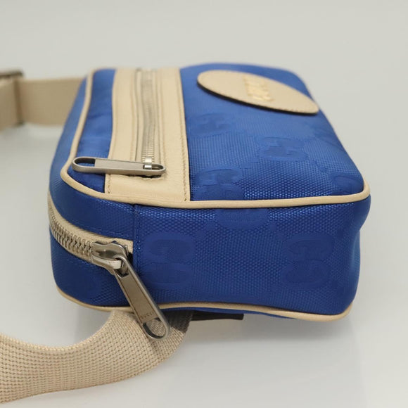 GUCCI GG Canvas Waist Bag Blue Beige 631341 Auth BA3160