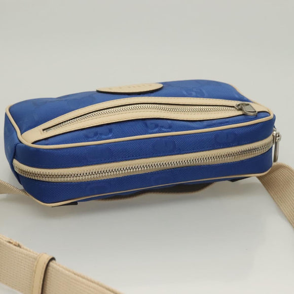 GUCCI GG Canvas Waist Bag Blue Beige 631341 Auth BA3160