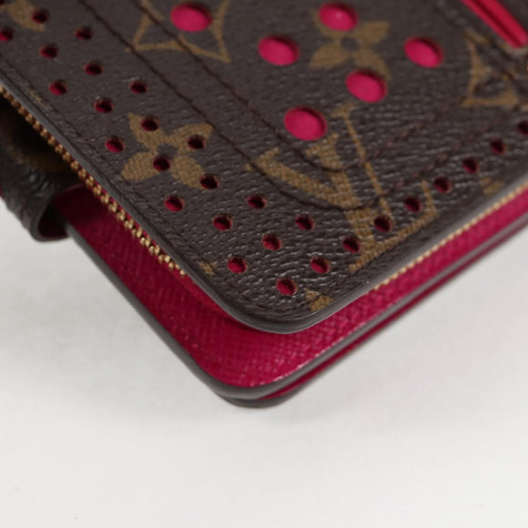 LOUIS VUITTON Monogram Perfo Compact zip Bifold Wallet M95188 LV Auth BA3167V