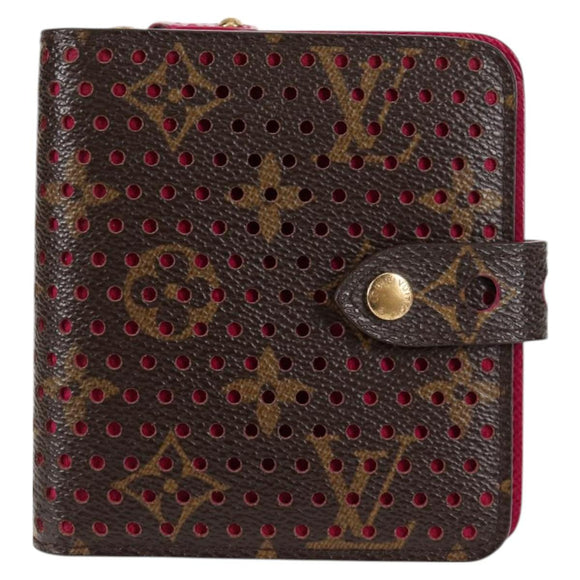 LOUIS VUITTON Monogram Perfo Compact zip Bifold Wallet M95188 LV Auth BA3167V