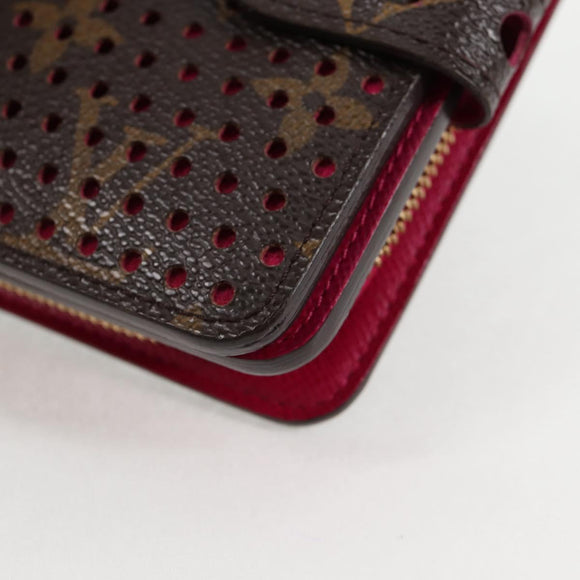 LOUIS VUITTON Monogram Perfo Compact zip Bifold Wallet M95188 LV Auth BA3167V