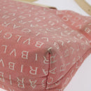 BVLGARI Logo Mania Shoulder Bag Canvas Pink Silver Auth BA3169-15