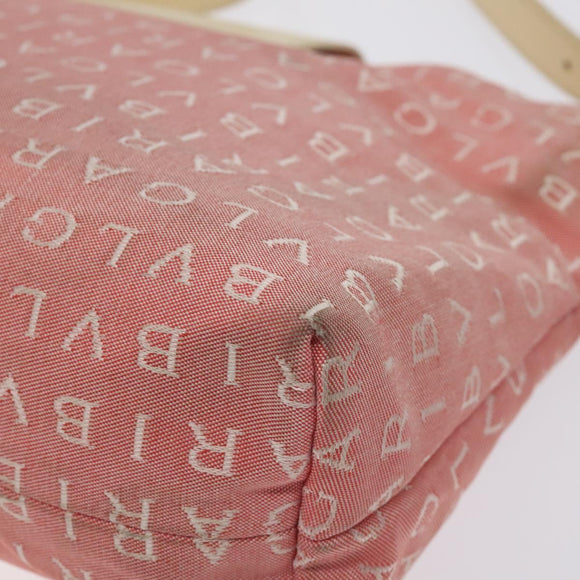 BVLGARI Logo Mania Shoulder Bag Canvas Pink Silver Auth BA3169