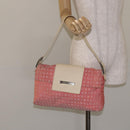 BVLGARI Logo Mania Shoulder Bag Canvas Pink Silver Auth BA3169-23