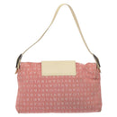 BVLGARI Logo Mania Shoulder Bag Canvas Pink Silver Auth BA3169-2