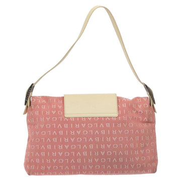 BVLGARI Logo Mania Shoulder Bag Canvas Pink Silver Auth BA3169 - 0
