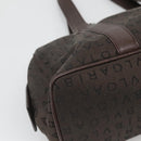 BVLGARI Logo Mania Shoulder Bag Canvas Brown Silver Auth BA3170-11