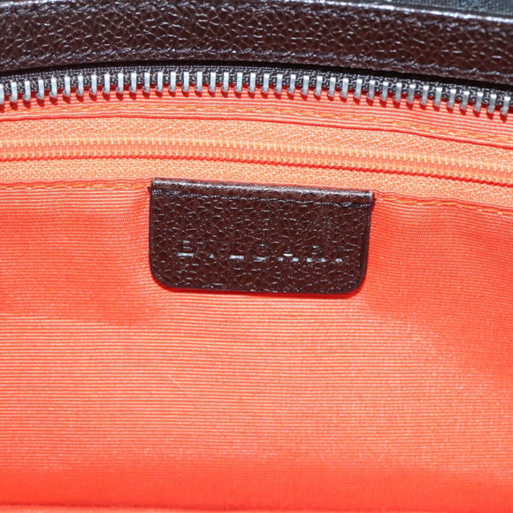 BVLGARI Logo Mania Shoulder Bag Canvas Brown Silver Auth BA3170