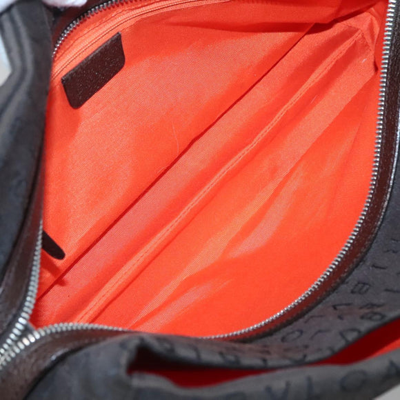 BVLGARI Logo Mania Shoulder Bag Canvas Brown Silver Auth BA3170