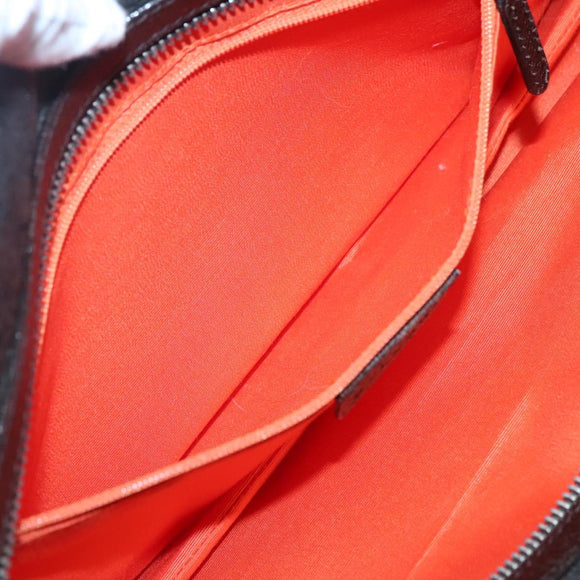 BVLGARI Logo Mania Shoulder Bag Canvas Brown Silver Auth BA3170