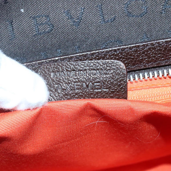 BVLGARI Logo Mania Shoulder Bag Canvas Brown Silver Auth BA3170