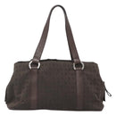 BVLGARI Logo Mania Shoulder Bag Canvas Brown Silver Auth BA3170-13