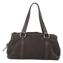 BVLGARI Logo Mania Shoulder Bag Canvas Brown Silver Auth BA3170-3